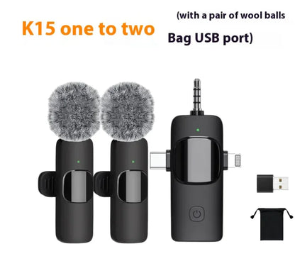 Wireless Three-in-One Collar Clip Microphone