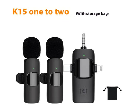 Wireless Three-in-One Collar Clip Microphone