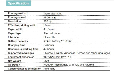 Portable Bluetooth Label Printer