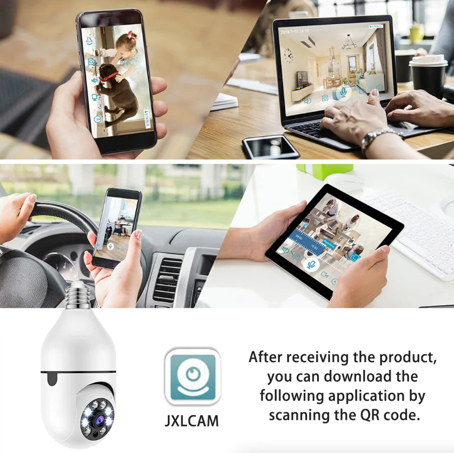 360° 1080P Wi-Fi Smart Bulb Security Camera