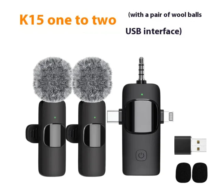 Wireless Three-in-One Collar Clip Microphone