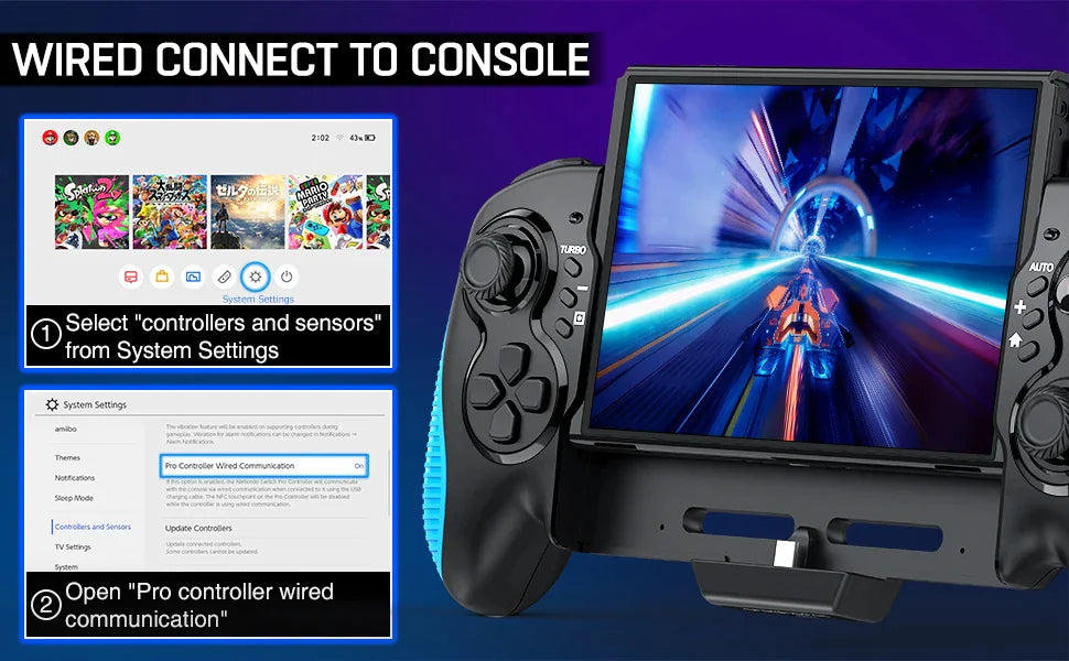 Dual Vibration Controller Grip Gamepad