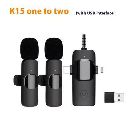 Wireless Three-in-One Collar Clip Microphone
