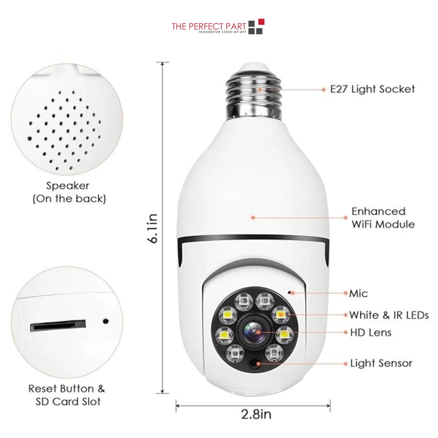 360° 1080P Wi-Fi Smart Bulb Security Camera